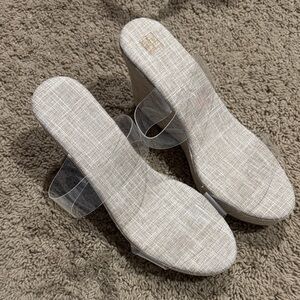 Amazon Beige Women's Wedge Sandals with Clear Straps